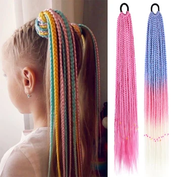 Ručně Tkané Copánky Jumbo Copánky Ombre Vlasy Háčkování Cop 24inch Syntetické Pletení Vlasy Pro Ženy Rainbow Pink Pletení Vlasy