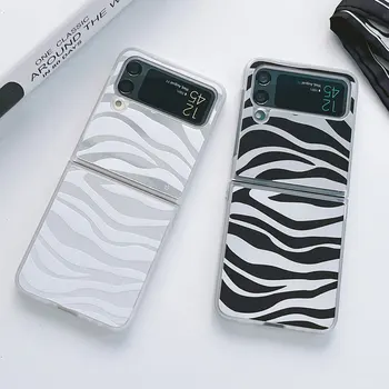 Zebra Stripe Pouzdro na Telefon Pro Samsung Galaxy Z Flip 3 4 Flip3 Flip4 5G Nárazuvzdorný Měkké Nárazníku, Transparentní Kryt