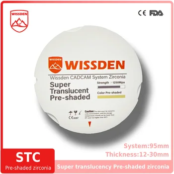 Wissden Pre-stínované Super Průsvitnost Zirkony Disky Stomatologie Materiálů STC 95,12-30mm CAD CAM Systému Zirkonzahn