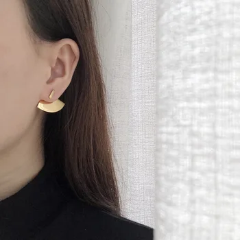 Minimalistický fanshaped sektoru ucho bunda pro ženy z nerezové oceli bar geometrie náušnice zlaté barvy, móda, elegantní