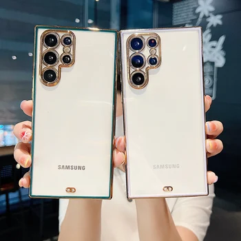 Luxusní Square Dvou-Barevné Pokovování Pouzdro Pro Samsung Galaxy S22 Plus S22 S21 Ultra S21 Plus A52 5G 4G Měkké Silikonové Nárazuvzdorný Kryt