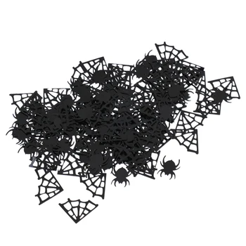 Pavučiny, Pavouk Tabulky Konfety Postřikovačů Halloween Party Dekor Černá 15g