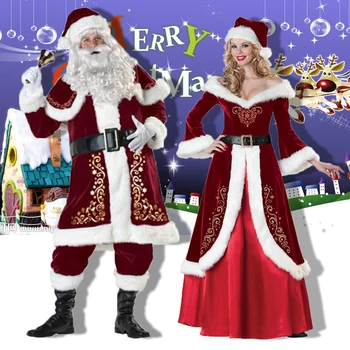 Vánoční Cosplay Kostýmy 2022 Zimní Semišové Santa Claus Volné Měkké Udržet Teplé Oblečení, Maškarní Překvapení Party Cosplay Kostým