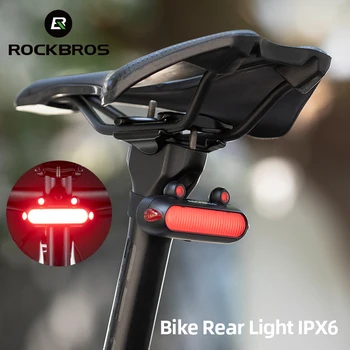 ROCKBROS IPX6 Vodotěsné Bike Světlo Typ-C Nabíjecí Zadní Světlo jízdních Kol 5 Režimů Osvětlení PC Ultralight Horské Silniční Kolo Lampa