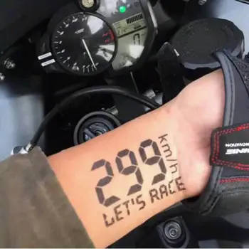 Zápěstí Rychlost Motocyklu Tetování Samolepky Vodotěsné Odolné Muže a Ženy Lokomotivy Praskla Číslo 299km Temné Dočasné Tetování