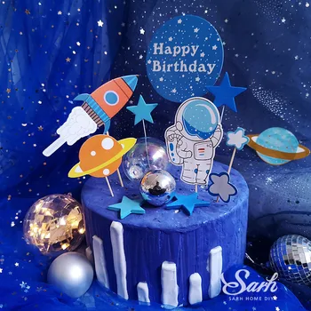Raketa, Astronaut, Měsíc Happy Birthday Dopis Dekorace Dort Topper Dezert pro Děti je Den, Krásné Dárky
