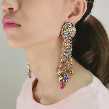 MANILAI Nový Design Prohlášení dlouhé Barevné Crystal Střapcem Houpat Náušnice Luxusní Módní Šperky Příslušenství Pro Ženy 2022