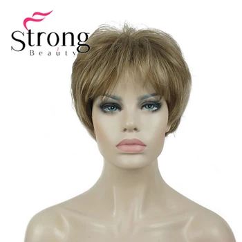 StrongBeauty Krátké Nadýchané Rovné Blond mix Syntetické Paruky pro Ženy Vlasy, Paruky