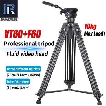 INNOREL VT60 Profesionální Video Stativ s F60 Tekutiny Hlavu a Misku 60mm Adaptér pro Digitální DSLR Videokamera DV, 10kg Maximální Zatížení