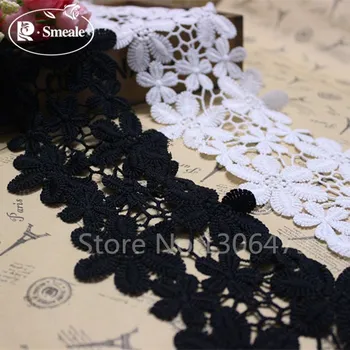 DIY Krajky Trim Malé Květiny Vyšívané Černé a Bílé Krajkové Tkaniny Oblečení Šicí Příslušenství RS1068