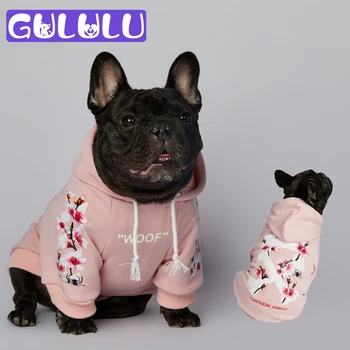 GULULU Luxusní Psí Mikiny pro francouzský Buldoček Zimní Teplé Design Pet Oblečení Štěně Oblečení Malé a Středně Velké Psy Kabát Bunda