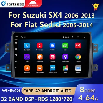 Android Auto Rádio Pro Suzuki SX4 2006-2013 Pro Fiat Sedici 2005-2014 Carplay 4G Auto Multimediální GPS 2din autoradio