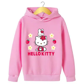 2022 Nové Hello Kitty Top děti oblečení dívky Hello Kitty Batole Unisex Mikina Mikina Dlouhý Rukáv Oblečení Běžecká Mikina