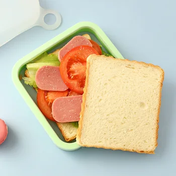 Sendvič Toast Bento Box Eco-Friendly Oběd Jídlo Kontejneru Mikrovlnné Trouby Nádobí Opakovaně Použitelné Silikonové Sendvič Box
