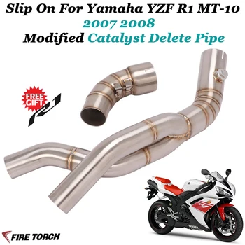 Motocykl Výfukový Systém Slip na Odkaz Připojení Konektor Potrubí Vyměňte Katalyzátor Pro YANAHA r1 YZF-R1 MT10 2007 2008