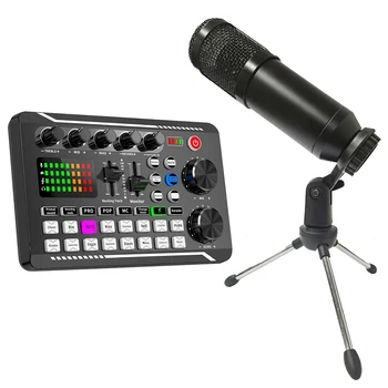 F998 Mikrofonu, Zvukové Karty, Konzole Studio Bluetooth-Kompatibilní Zvuková Karta Sada s Kabelem Telefon Míchání Počítač Živý Hlas Mixer