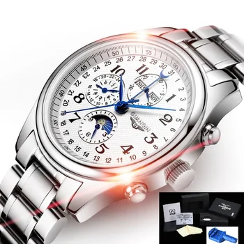 GUANQIN Hodinky Muži GQ20022 Pánské Hodinky Top Značky Luxusní Mechanické Náramkové hodinky Kožené Nerezové Oceli Automatické Hodinky Muž