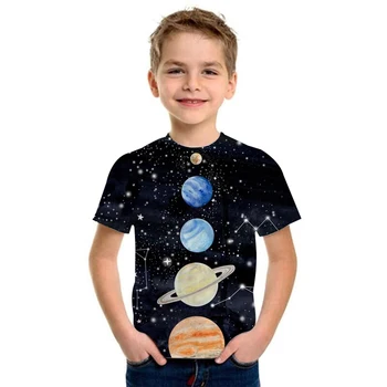 Vesmír Sluneční Soustava Děti T-shirt 3D Tisk Planety, Slunce, Země, Venuše Tričko Ležérní Harajuku Letní Dětské Tričko Topy pro Chlapce, Dívky