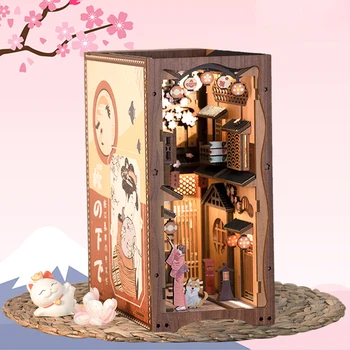 Cutebee Book Nook Miniatury Anime Japonský Styl Dárek pro Přítele Matky, Rodinné DIY Dollhouse Kit Dřevěná Miniaturní Panenka Dům