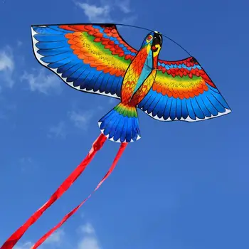 Venkovní Papoušek Pták Létající Hračky 1,1 m Kreslený Papoušek Kite s Plastovou Rukojetí Jeden Řádek Outdoor Děti Draci Létající Pták Hračky