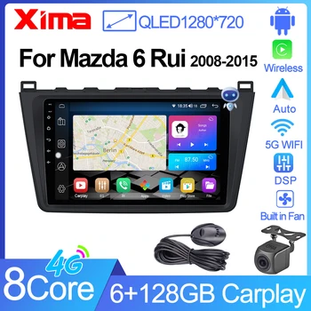 XIMA 6+ 128GB 2 din Android 11Carplay GPS autorádia pro Mazda 6 Rui křídlo Mazda 6 GH 2008-2015 AutoRadio Multimediální Video Přehrávač