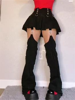 Gothic Alt Oblečení Kalhoty Sukně Emo vydlabat Patchwork Y2k Cyber Džíny Techwear Harajuku 90. let, Punk Nýt Grunge Kalhoty