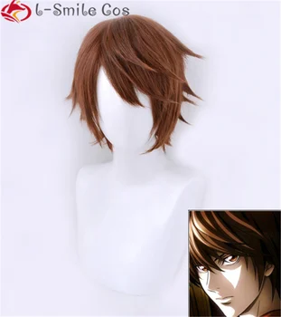 Anime Death Note Yagami Light, Protože Paruka Krátká Hnědá Tepelně Odolné Vlasy Pelucas Cosplay Kostým Paruky + Čepice Paruka