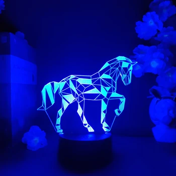 Koně 3D Hologram Noční světlo, LED Stolní Lampa pro Děti Dítě Ložnice Dekorace Roztomilé Zvíře Noční Osvětlení na Vánoce Ornament