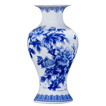 Elegantní Jingdezhen Modré a Bílé Porcelánové Vázy Jemný Kostní porcelán Váza Pivoňka Zdobené Vysoce Kvalitní Keramické Vázy