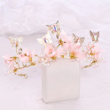 Butterfly Čelenky Fialová Crystal Luxusní Korunka Svatební Diadém Princezna Ženy Nevěsta Svatební Čelenka Vlasy, Šperky, Doplňky