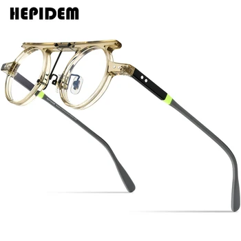 HEPIDEM Acetát Brýle Muži 2022 Vintage Retro Kulaté dioptrické Brýle Rám Ženy Optické Brýle Krátkozrakost Brýle 9188