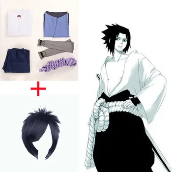 Anime Shippuden Třetí Generace Oblečení Pánské Uchiha Sasuke Cosplay Kostým Paruka Topy, Kalhoty, Obleky Halloween Party