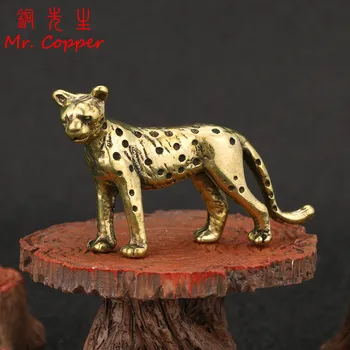 Mosaz Gepard Soška Stolní Ozdoby Pevné Kovové Zvíře Leopard Figurky, Miniatury Domácí Dekorace Řemesla Dítě Dárky