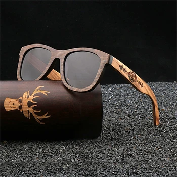 2021 Ručně vyráběné Přírodní Bambusové Brýle muži Módní Vyřezávané vzor Muži Dřeva sluneční Brýle Polarizované UV400