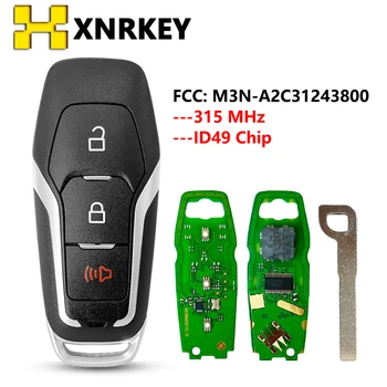 XNRKEY M3N-A2C31243800 3 Tlačítka 315MHZ ID49Chip Náhradní Dálkový Auto Klíč pro Ford Edge, Explorer Fusion 2015-2017