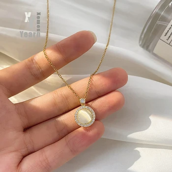 Kreativní Otočný Opály Zlaté Barvy Krátký Náhrdelník Pro Ženy 2022 korejské Módní Šperky Dívka je Sexy Klíční kost Řetěz Příslušenství
