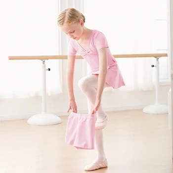 Dívky, Děti, Baletní Trikoty Taneční Šaty Krátký Rukáv Děti Gymnastiku Trikoty s Samostatné Kalhoty
