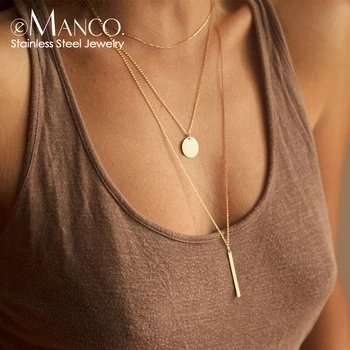 eManco nezmizí 3ks Minimalistický z Nerezové Oceli Náhrdelník Ženy Layered Řetěz náhrdelník Náhrdelník pro Ženy, Přívěsek Náhrdelník Šperky