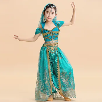 Festival Arabské Princezny Kostýmy Indický Tanec Vyšívat Bollywood Břicho, Kostým Strany, Cosplay Jasmine Dítě Dívka Módní Oblečení
