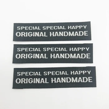 Originální Ručně Tkané Etikety S Šťastný Pro Oblečení Značky Ruční Práce, Šití Label Pro Tašky Dárkové Ručně Vyráběné Oblečení Značky
