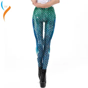 2019 nové 3D mořská víla barevné rybí šupiny nohy kalhoty Evropě a ve Spojených Státech vytištěno strečové dámské legíny punčocháče