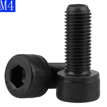 M4 x 0,7 4mm Černá 12.9 Stupeň Legované Oceli, Allen Hex Socket Víčko Šroub s Hlavou DIN 912
