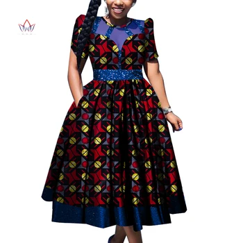 Bazin Šaty Pro Ženy Krátký Rukáv Tradiční Africké Oblečení Maxi Vintage Elegantní Ženy Party Šaty Princezna Oblečení WY6700