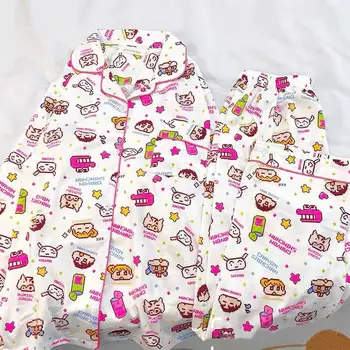 Nové Crayon Shin-Chan Pyžama Kreslených Anime Sanrio Hello Kitty Tisk Bavlny S Dlouhým Rukávem Kalhoty Vnější Nosit Domácí Oblečení, Oblek