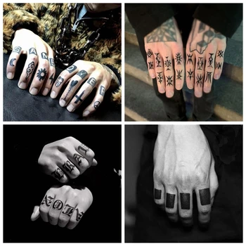Prst Tetování Samolepky Dopis Vzor Malé Vodotěsné Osobnosti Pohodě Falešné Tetování, Muži, Černá Ruka Zpět Dočasné Tetování Žen