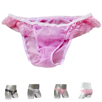 Low-pas sexy pánská krajkové kalhotky pánské gázy transparentní mužské spodní prádlo kalhotky černé, růžové,bílé ZJH140S