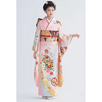 Gejša Kimono Župan Vintage Japonské Tradiční Kimono Yukata S Obi Ženy Festivalové Pódium Šaty Elegantní Cosplay Maškarní Ples