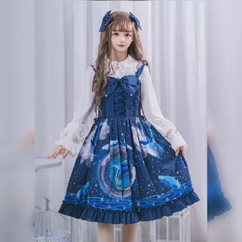 Lolita Hvězdnou Oblohu JSK Japonská Princezna Šaty Kawaii Dívka Gothic Dospělých Sladké Podvazkové Šaty Letní Baby Doll Šaty Pro Ženy