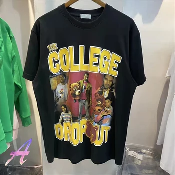 Kanye West T-shirt Muži Ženy College Dropout, Hudební Album T Košile Hip-Hop Trička Nadrozměrných