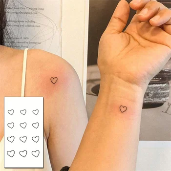 Vodotěsný Dočasné Tetování Stickere Černé Ručně Tažené Srdce Design Těla Umění Falešné Tetování Flash Tetování Zápěstí, Kotník Ženy